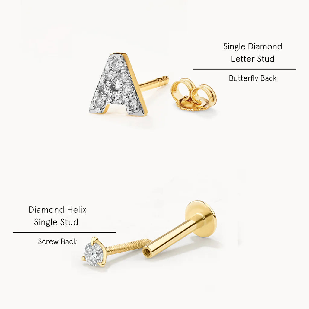 diagram difference between butterfly stud and flat back stud 