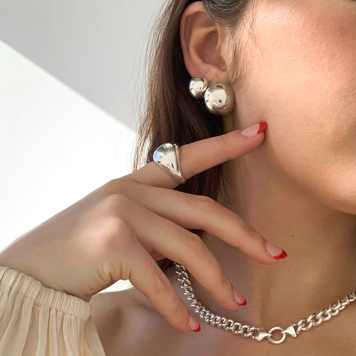 Medley Earrings Ball Huggie Earrings in Silver