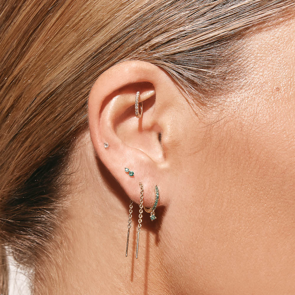 Medley Earrings Bar Threader Earrings in 10k Gold