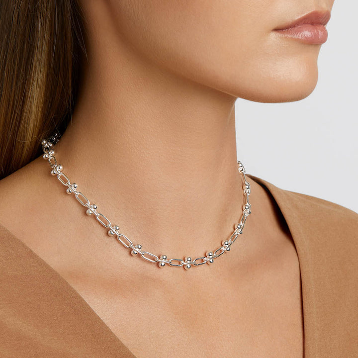 Medley Necklace Bauble Paperclip Chain Necklace in Silver