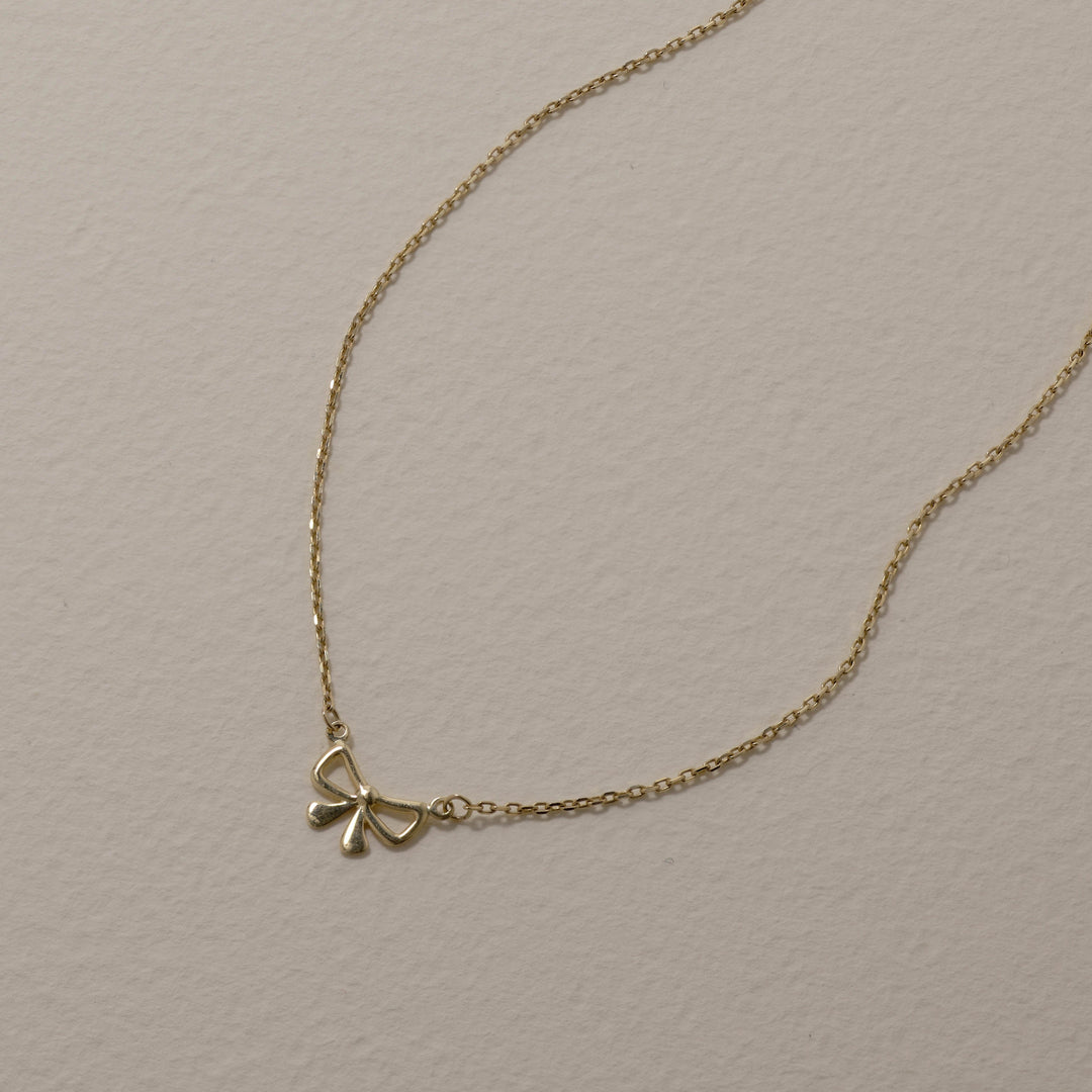 Medley Necklace Medley x Dinnara Micro Bow Necklace in 10k Gold