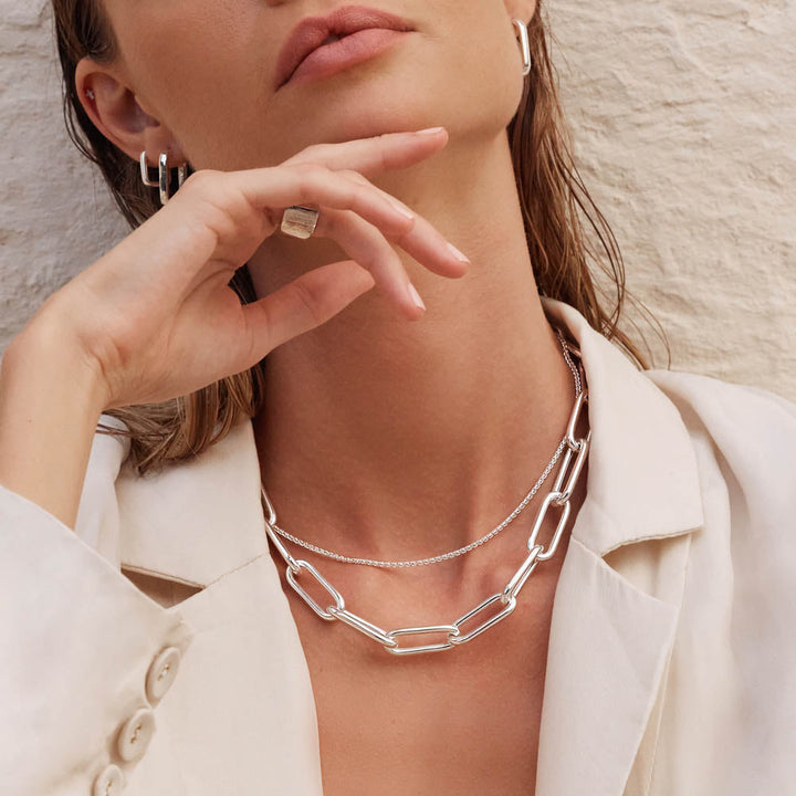 Medley Necklace Cable Knit Chain in Silver