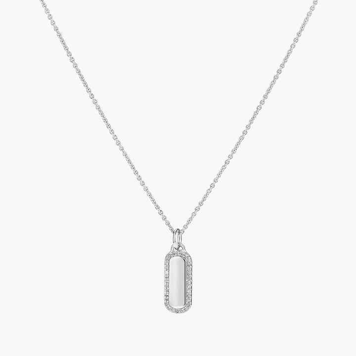 Medley Pendant Diamond Engravable Bar Necklace in Silver