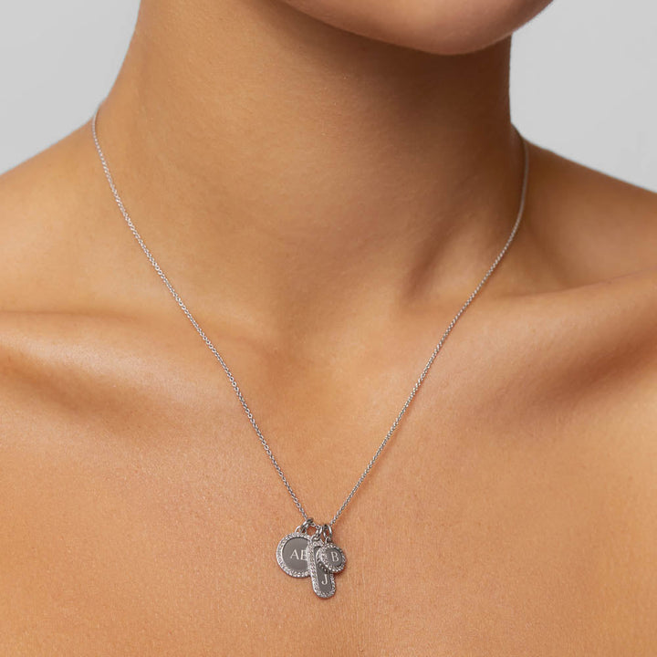 Medley Pendant Diamond Engravable Bar Necklace in Silver