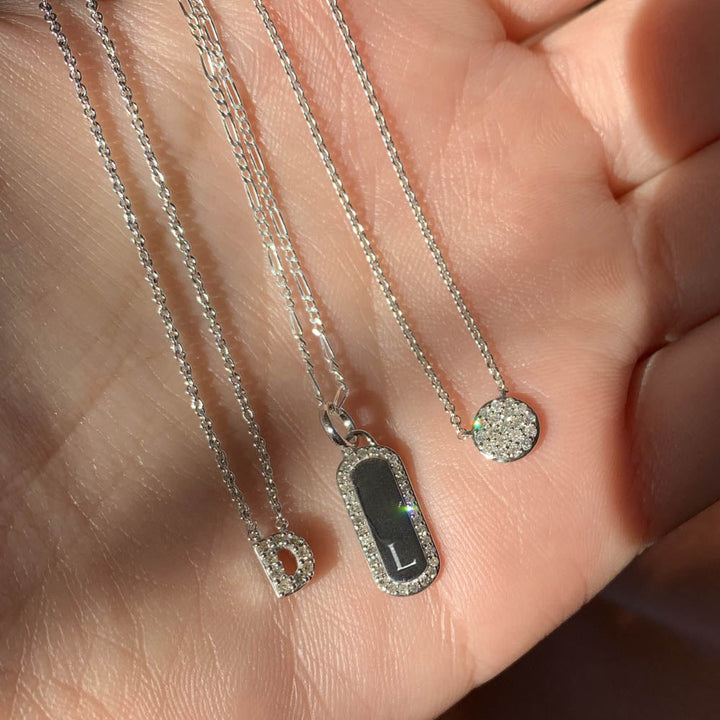 Medley Pendant Diamond Engravable Bar Necklace in Silver