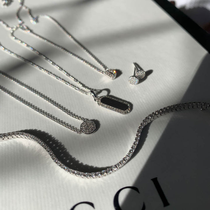 Medley Pendant Diamond Engravable Bar Necklace in Silver