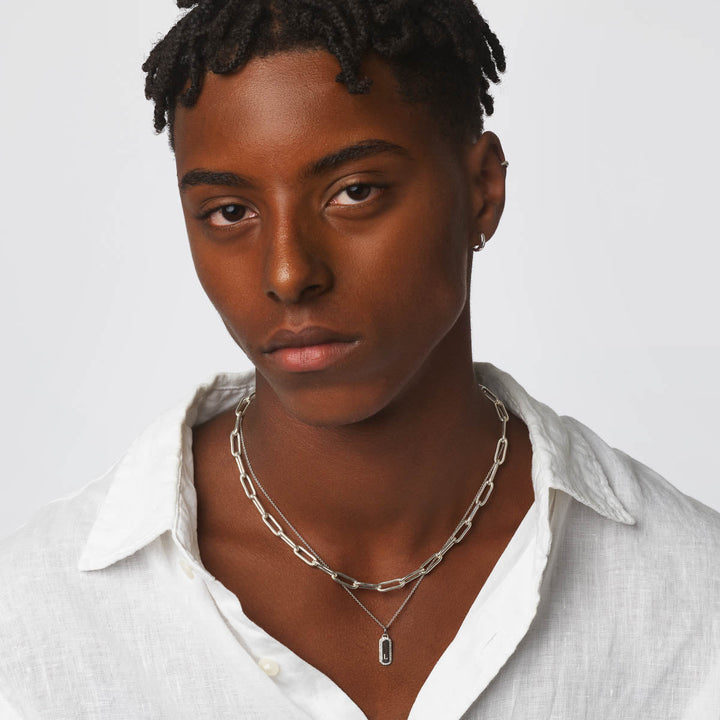 Medley Pendant Diamond Engravable Bar Necklace in Silver