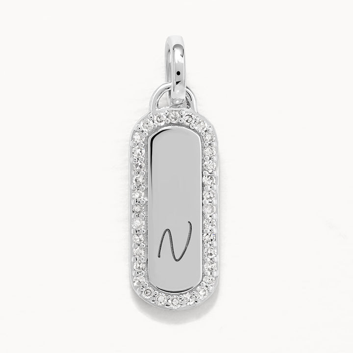 Medley Pendant Diamond Engravable Bar Necklace in Silver