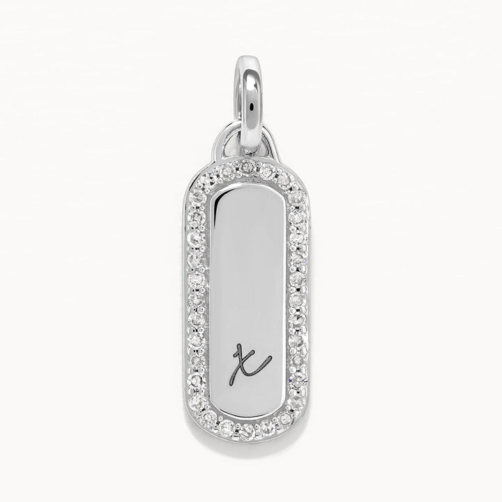 Medley Pendant Diamond Engravable Bar Necklace in Silver