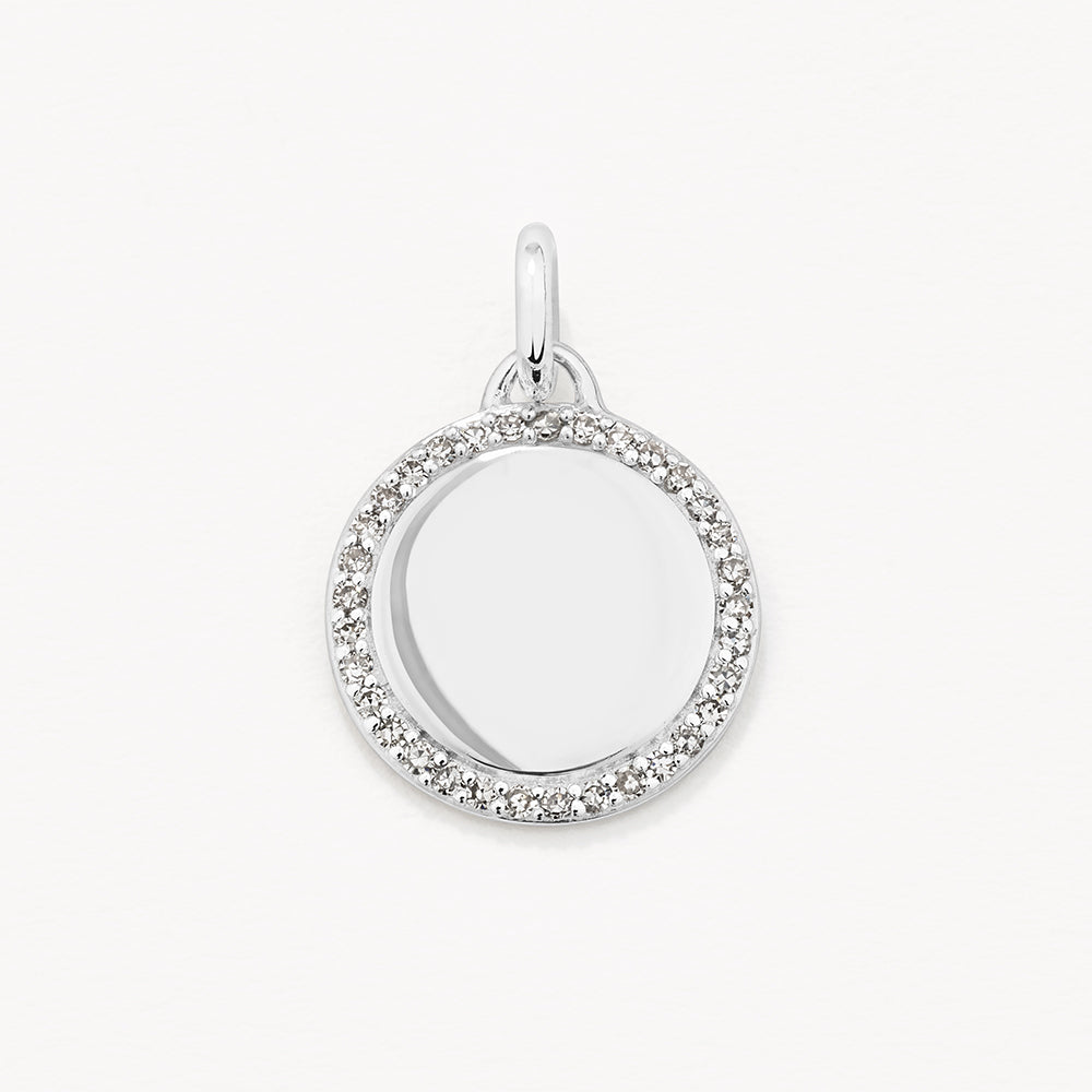 Medley Pendant Diamond Engravable Disc Necklace in Silver