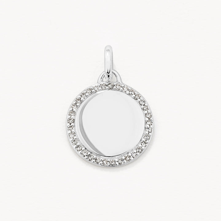 Medley Pendant Diamond Engravable Disc Necklace in Silver