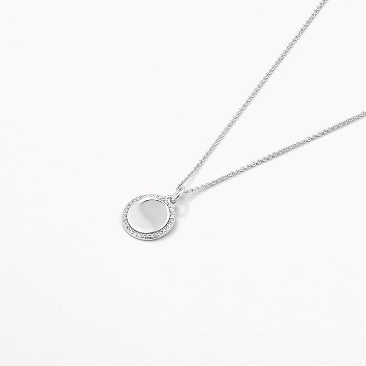 Medley Pendant Diamond Engravable Disc Necklace in Silver