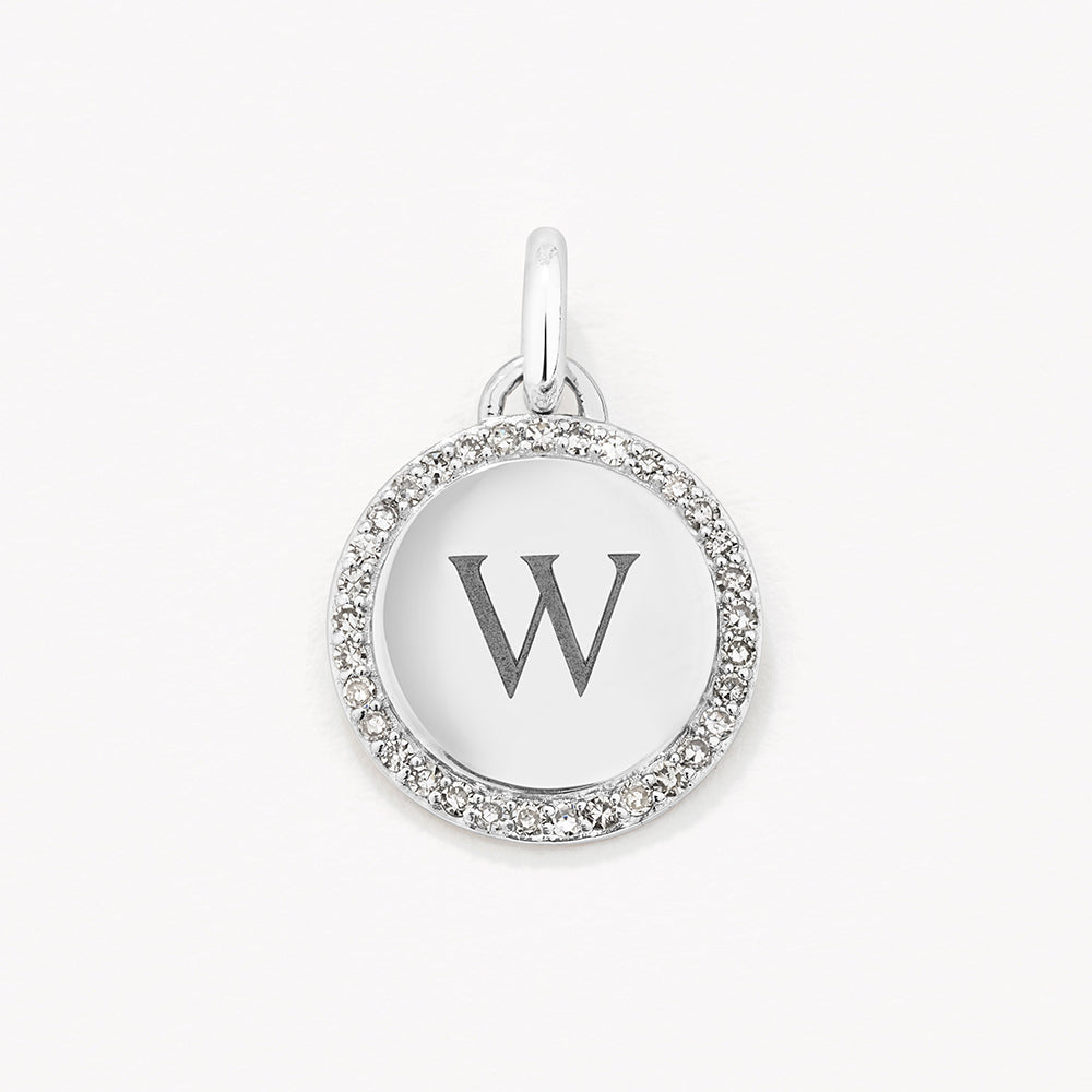 Medley Pendant Diamond Engravable Disc Necklace in Silver