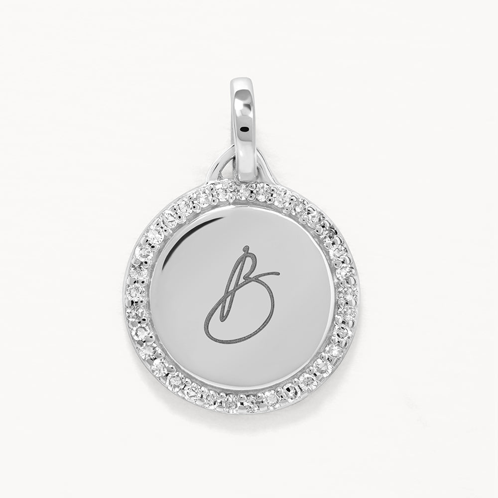 Medley Pendant Diamond Engravable Disc Necklace in Silver