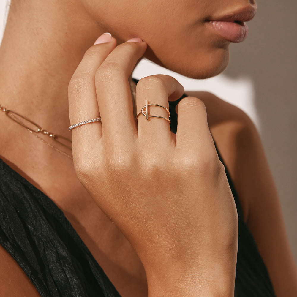 Medley Ring Diamond Eternity Stacker Ring in 10k Gold