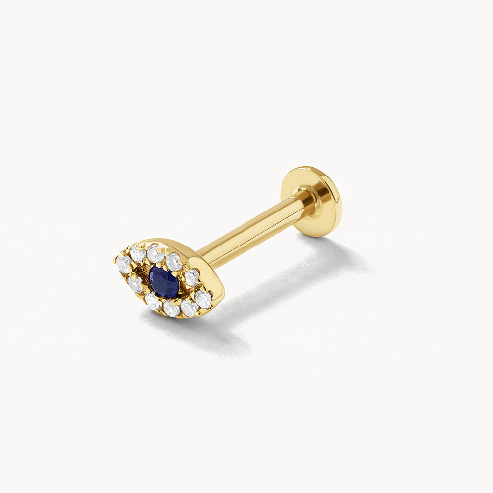 Medley Earrings Diamond Evil Eye Helix Single Stud Earring in 10k Gold