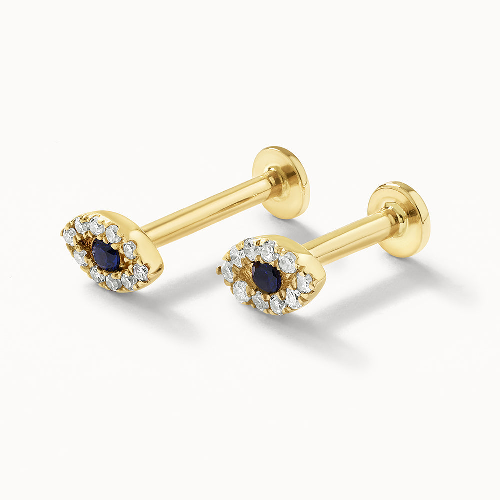 Medley Earrings Diamond Evil Eye Helix Single Stud Earring in 10k Gold