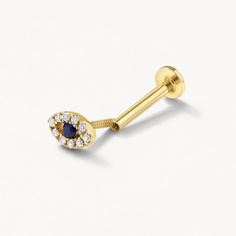 Medley Earrings Diamond Evil Eye Helix Single Stud Earring in 10k Gold
