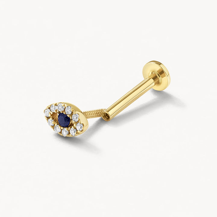Medley Earrings Diamond Evil Eye Helix Single Stud Earring in 10k Gold