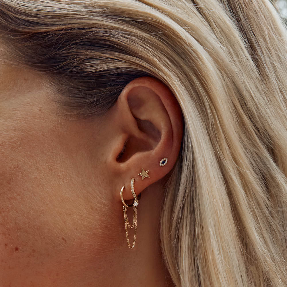 Medley Earrings Diamond Evil Eye Helix Single Stud Earring in 10k Gold