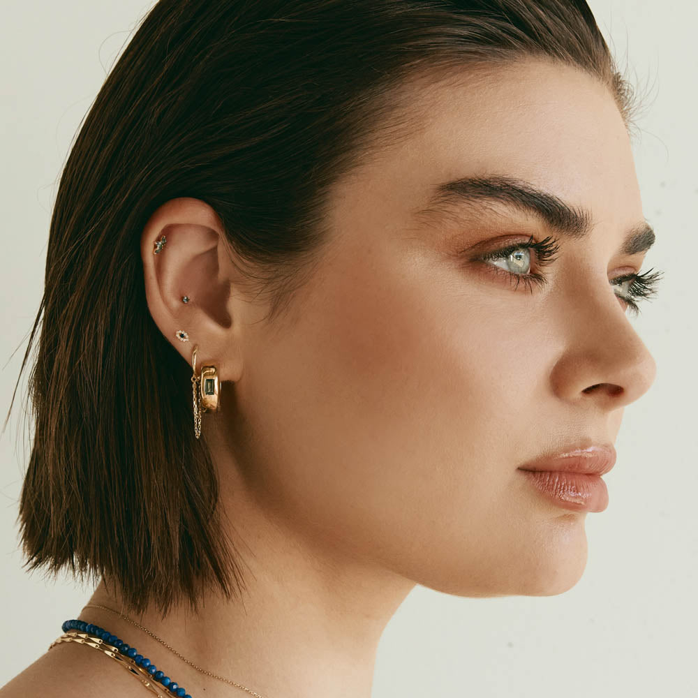 Medley Earrings Diamond Evil Eye Helix Single Stud Earring in 10k Gold