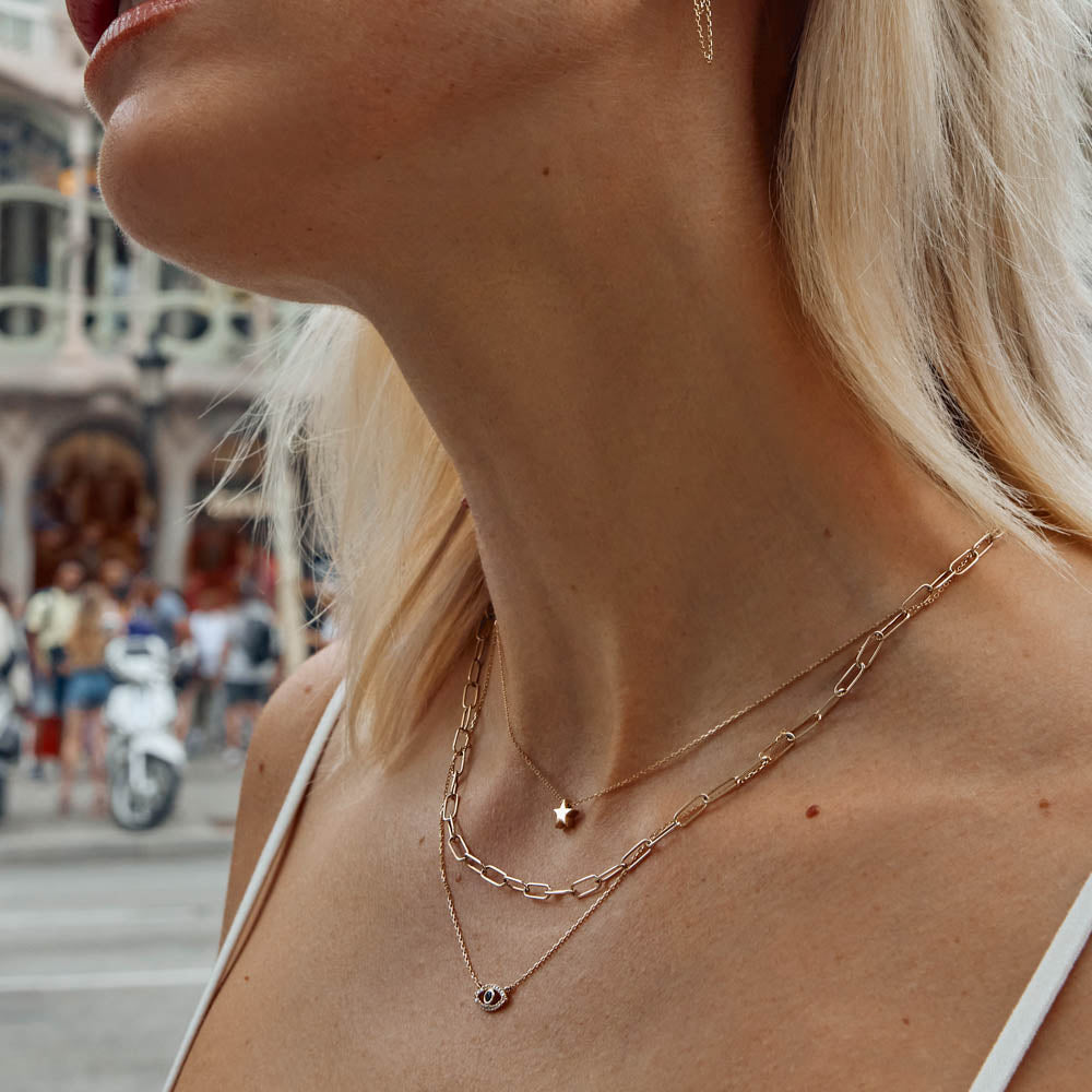 Medley Necklace Diamond Evil Eye Necklace in 10k Gold