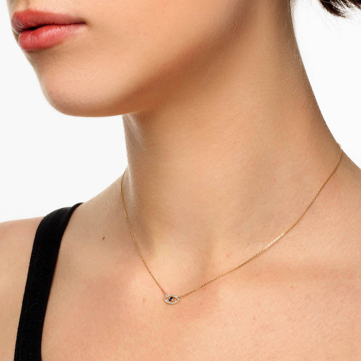 Medley Necklace Diamond Evil Eye Necklace in 10k Gold