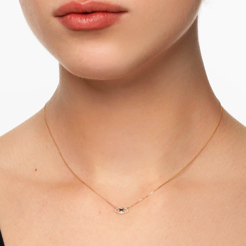 Medley Necklace Diamond Evil Eye Necklace in 10k Gold