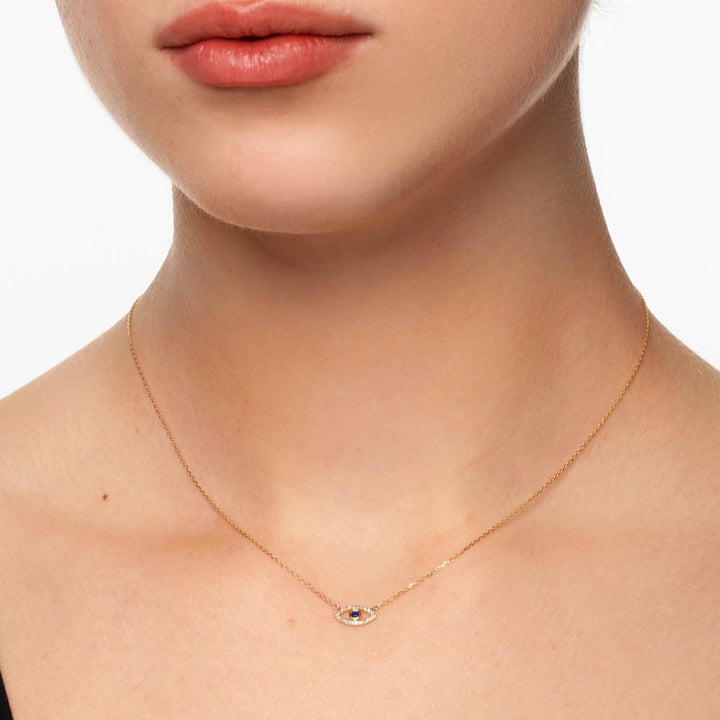 Medley Necklace Diamond Evil Eye Necklace in 10k Gold