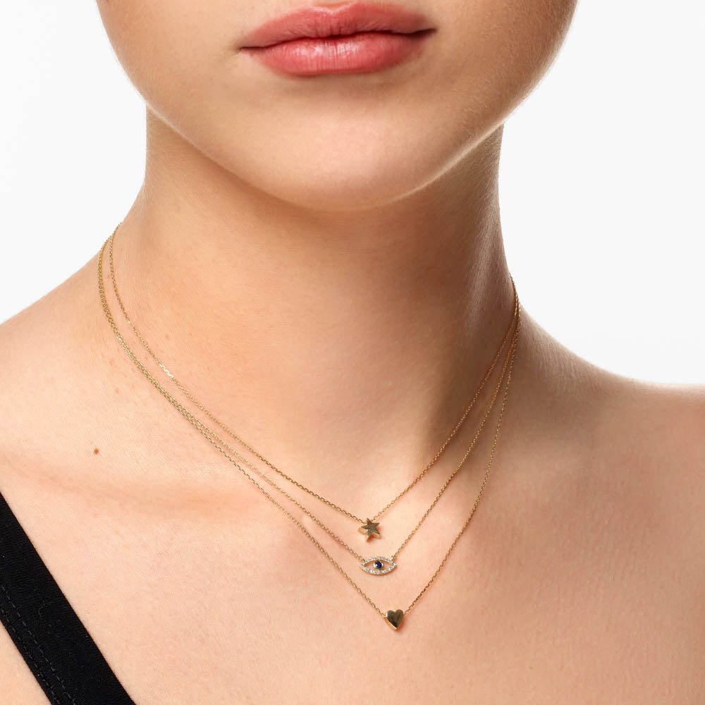 Medley Necklace Diamond Evil Eye Necklace in 10k Gold