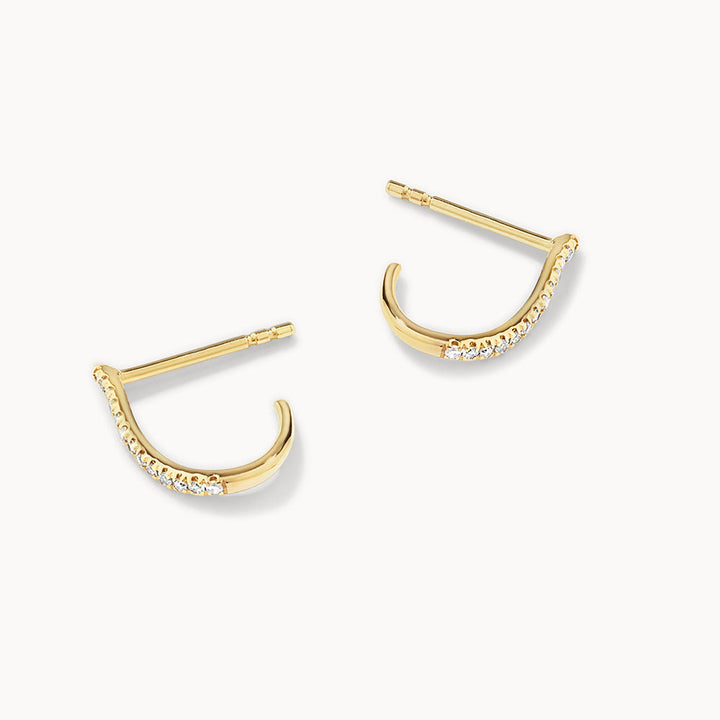 Medley Earrings Diamond Fine Wave Huggie Earrings in 10k Gold