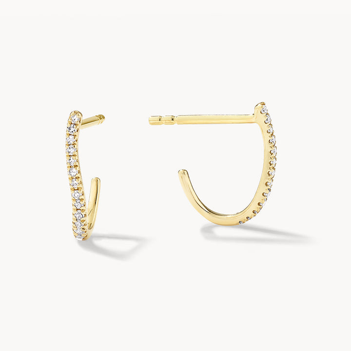 Medley Earrings Diamond Fine Wave Huggie Earrings in 10k Gold