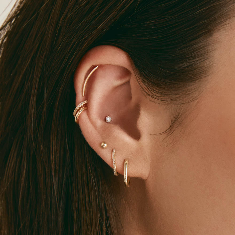 Medley Earrings Diamond Fine Wave Huggie Earrings in 10k Gold