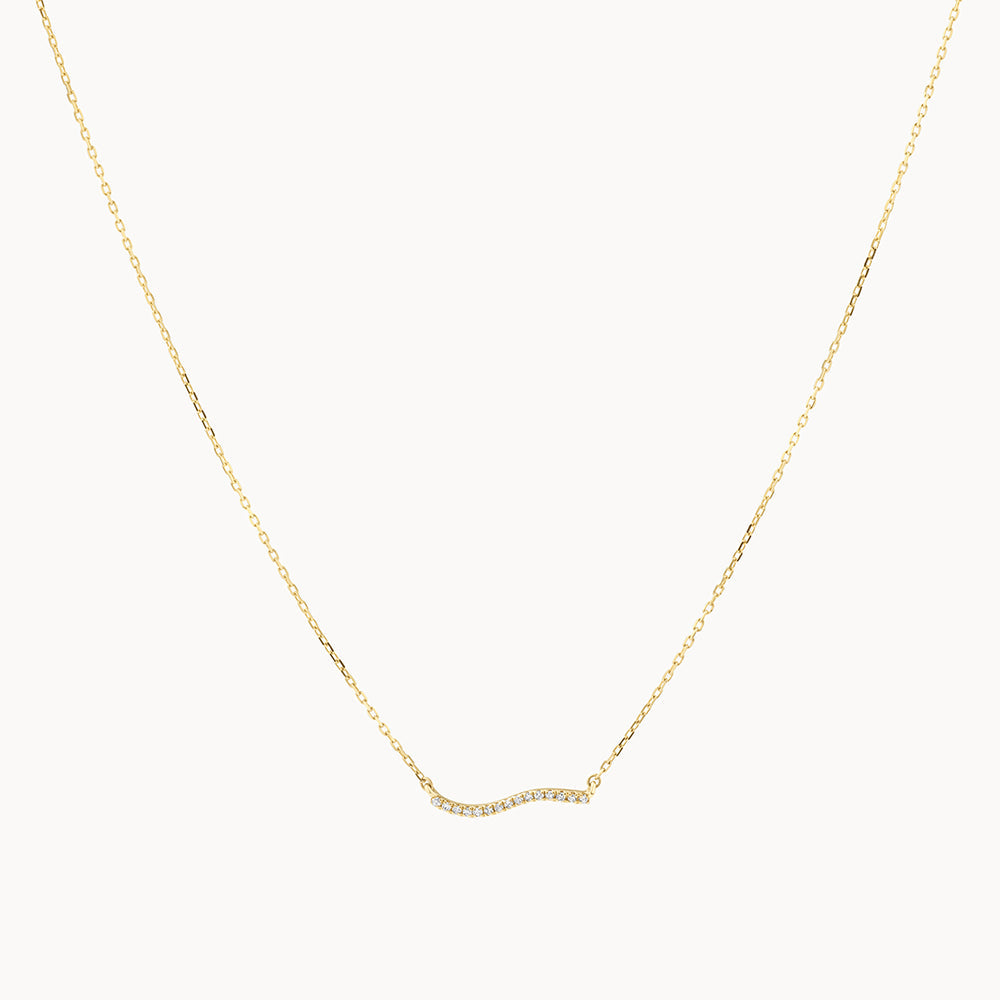 Medley Necklace Diamond Fine Wave Necklace in 10k Gold
