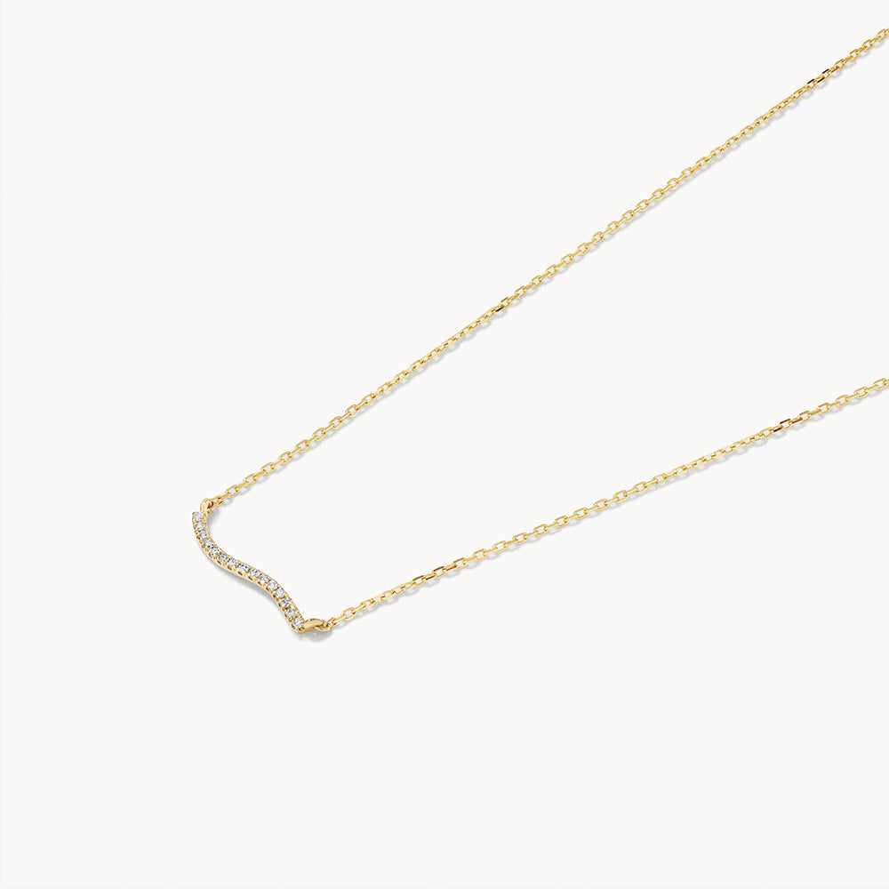 Medley Necklace Diamond Fine Wave Necklace in 10k Gold