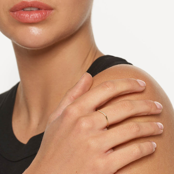 Medley Ring Diamond Fine Wave Stacker Ring in 10k Gold