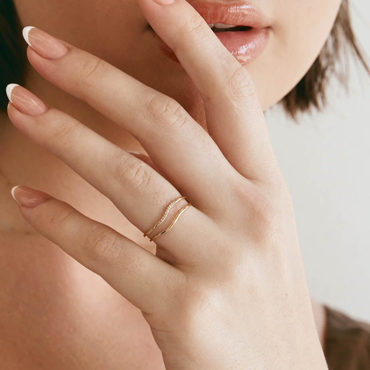Medley Ring Diamond Fine Wave Stacker Ring in 10k Gold
