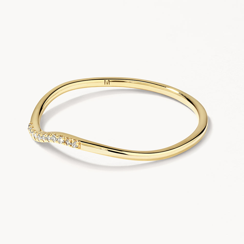 Medley Ring Diamond Fine Wave Stacker Ring in 10k Gold