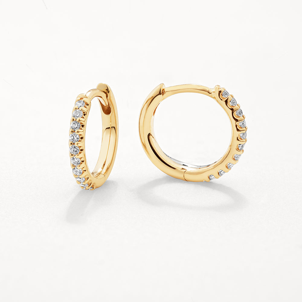Medley Earrings Diamond Huggie Earrings in 10k Gold