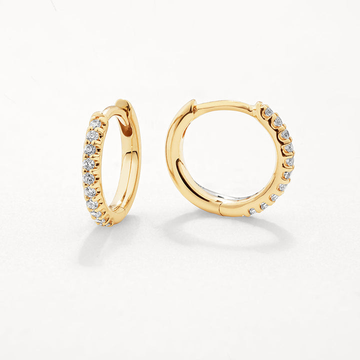 Medley Earrings Diamond Huggie Earrings in 10k Gold