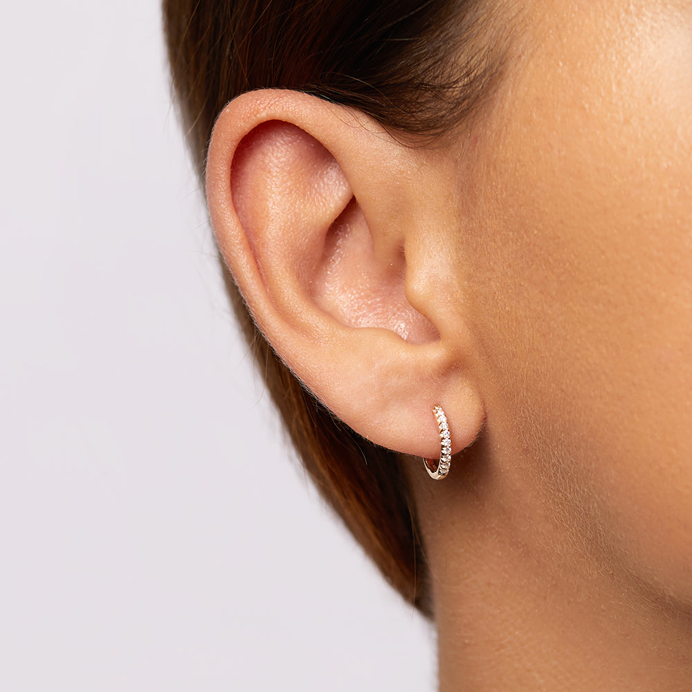 Medley Earrings Diamond Huggie Earrings in 10k Gold