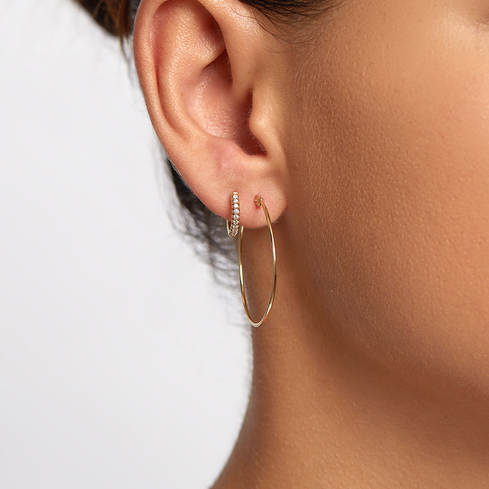 Medley Earrings Diamond Huggie Earrings in 10k Gold