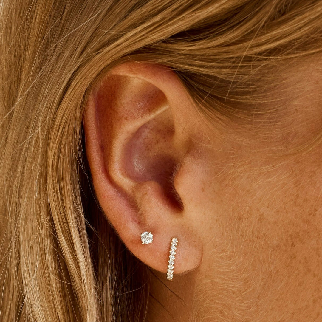 Medley Earrings Diamond Huggie Earrings in 10k Gold