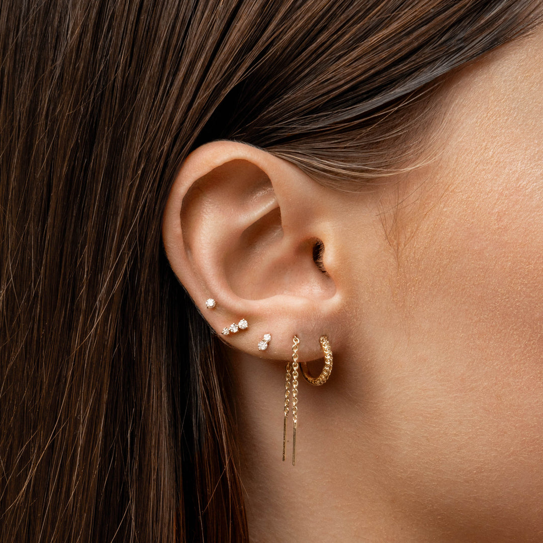 Medley Earrings Diamond Huggie Earrings in 10k Gold