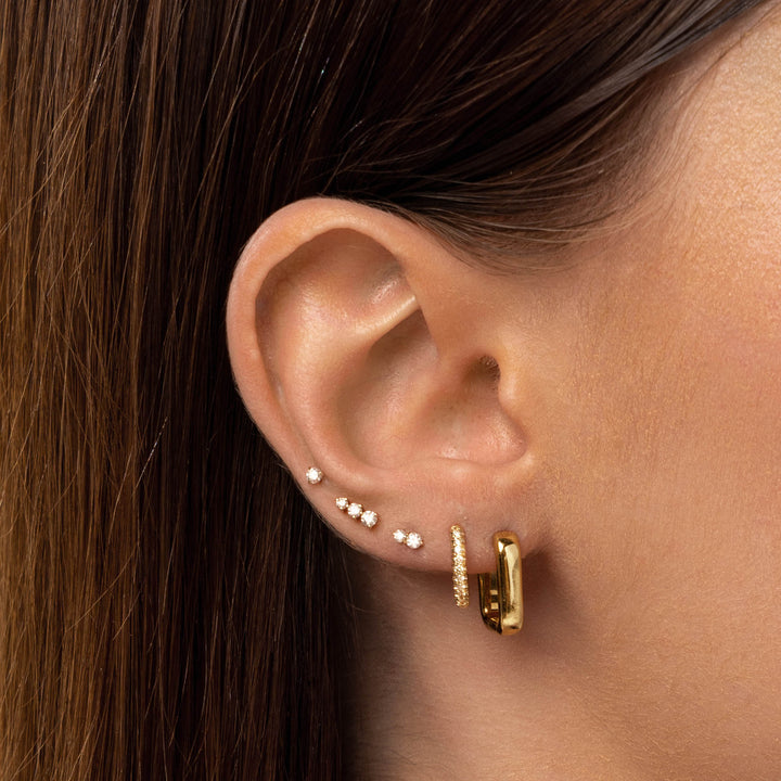 Medley Earrings Diamond Huggie Earrings in 10k Gold