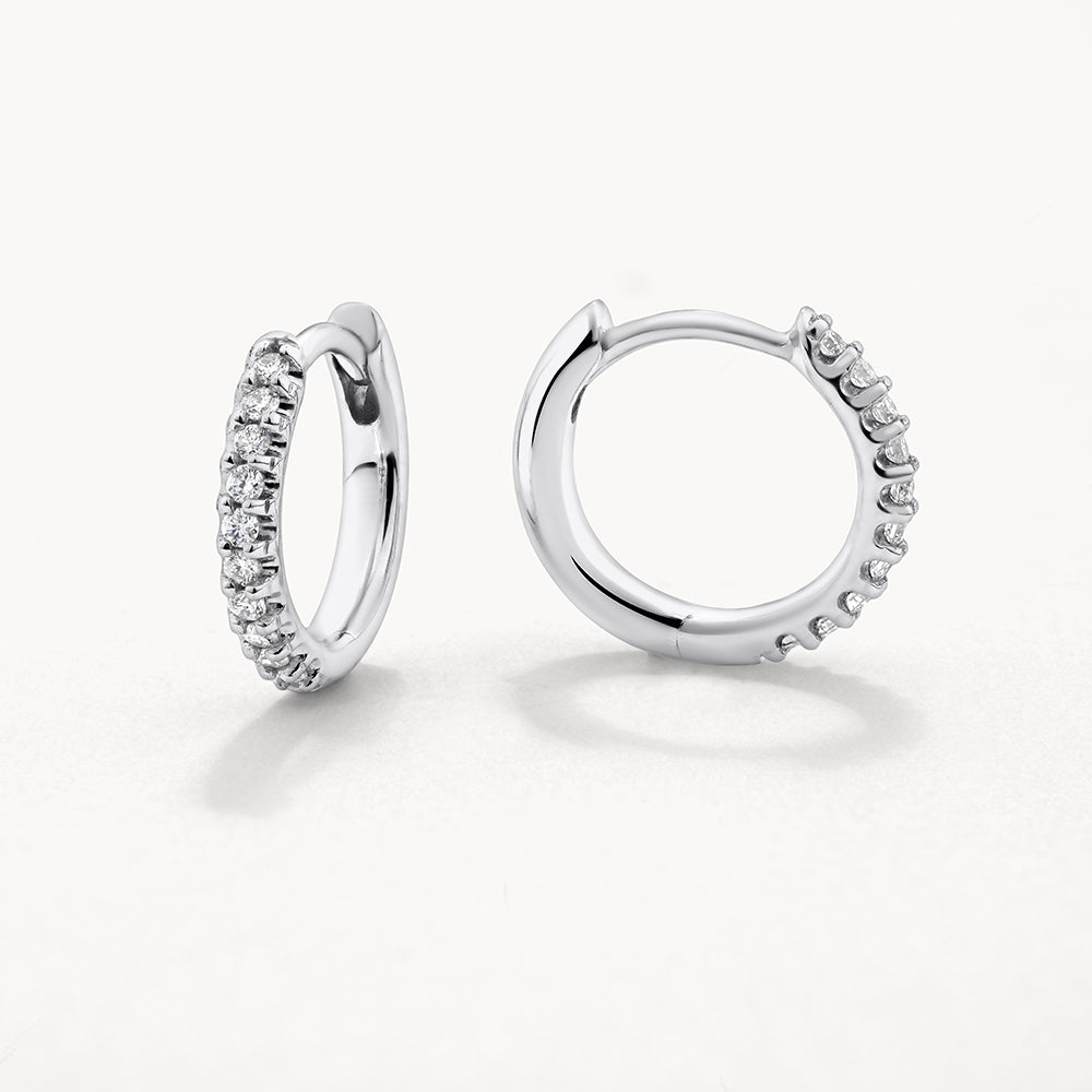 Small silver hoop earrings with deals diamonds