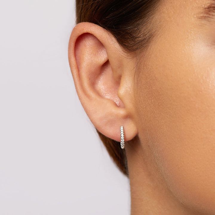 Medley Earrings Diamond Huggie Earrings in Silver