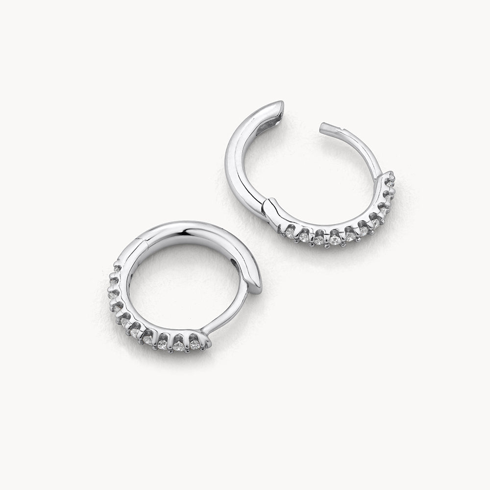 Medley Earrings Diamond Huggie Earrings in Silver