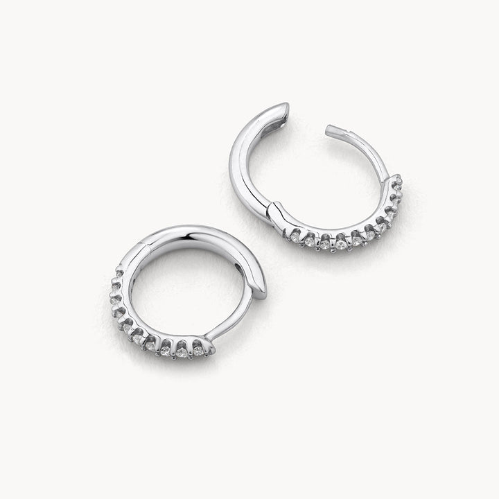 Medley Earrings Diamond Huggie Earrings in Silver