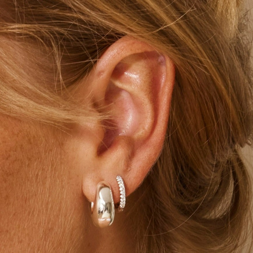 Medley Earrings Diamond Huggie Earrings in Silver